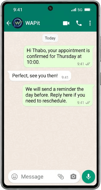 WhatsApp text conversation on WAPit