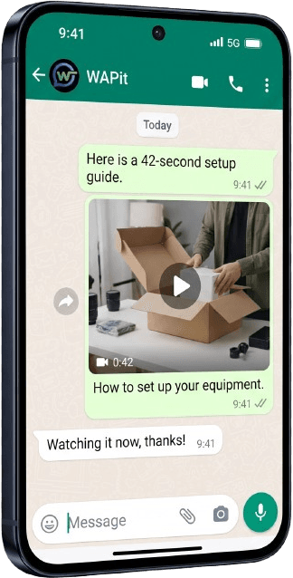 WhatsApp video message with play button