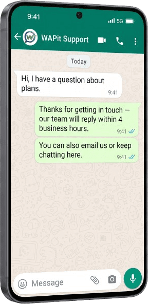WhatsApp conversation with WAPit support